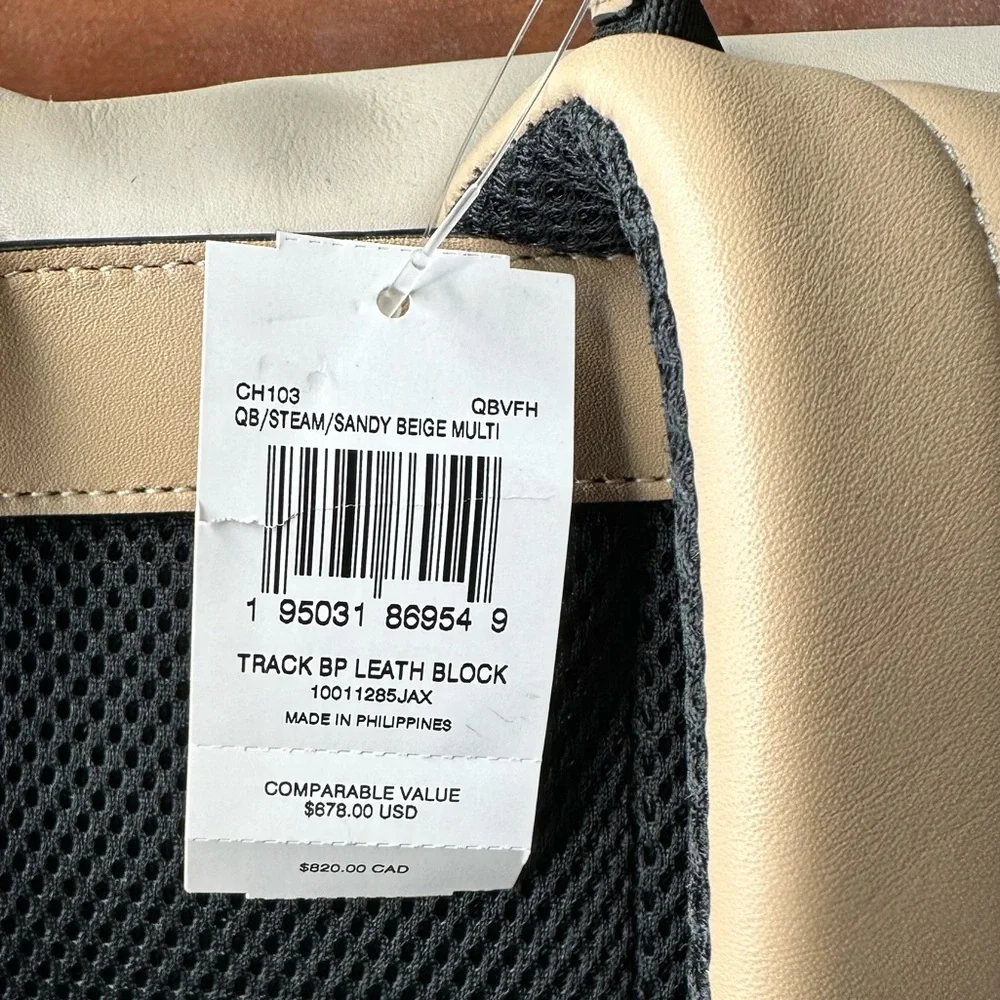 COACH Track Backpack In Colorblock Black Antique Nickel/Steam/Sandy Beige Multi